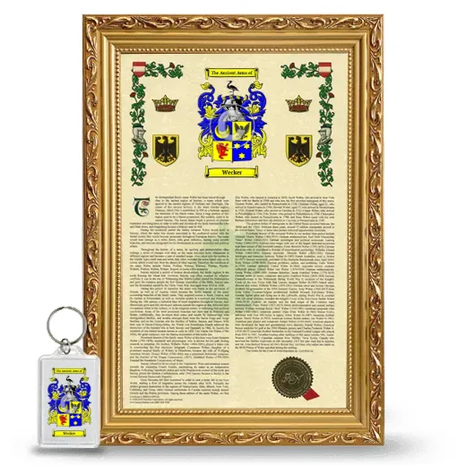 Wecker Framed Armorial History and Keychain - Gold