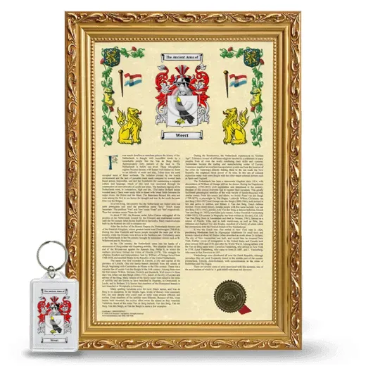 Weert Framed Armorial History and Keychain - Gold