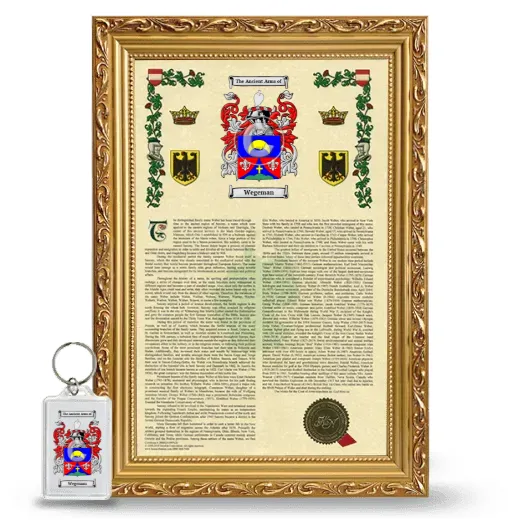 Wegeman Framed Armorial History and Keychain - Gold
