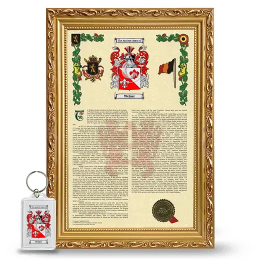 Weiner Framed Armorial History and Keychain - Gold