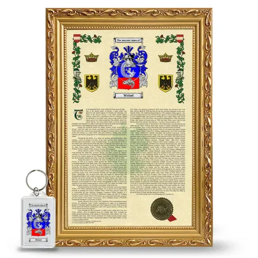Weisel Framed Armorial History and Keychain - Gold