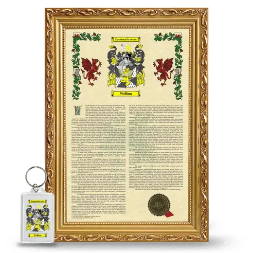 Welliam Framed Armorial History and Keychain - Gold