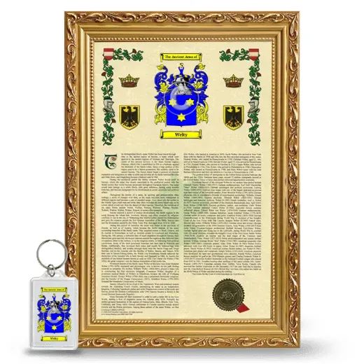 Welty Framed Armorial History and Keychain - Gold