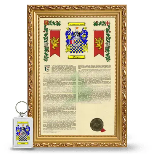 Werness Framed Armorial History and Keychain - Gold