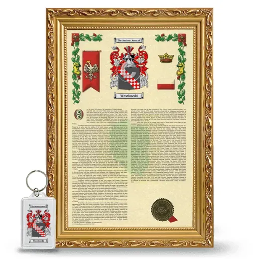 Weselowski Framed Armorial History and Keychain - Gold