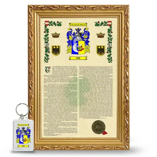 Wilk Framed Armorial History and Keychain - Gold