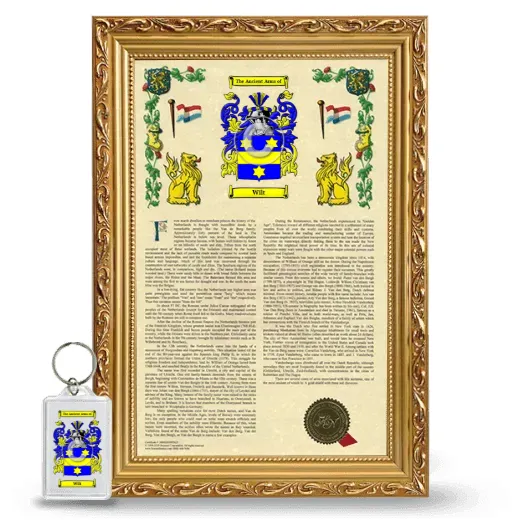 Wilt Framed Armorial History and Keychain - Gold