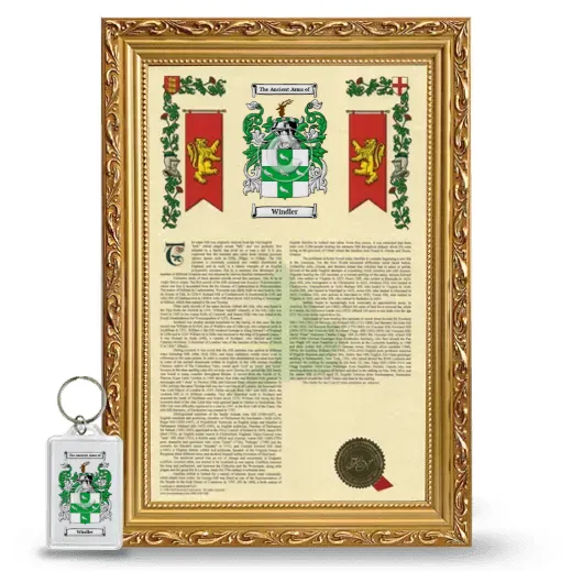 Windler Framed Armorial History and Keychain - Gold