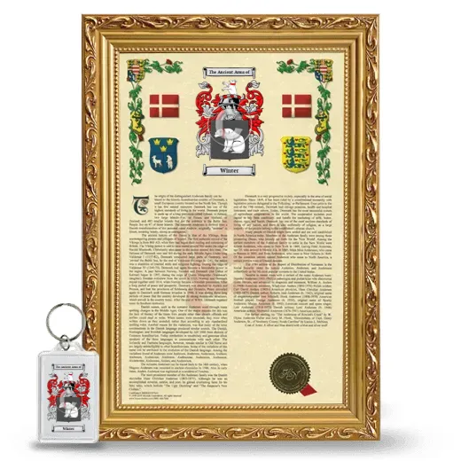 Winter Framed Armorial History and Keychain - Gold