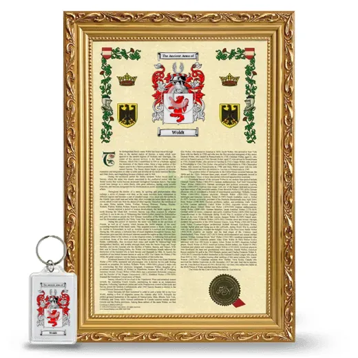 Woldt Framed Armorial History and Keychain - Gold