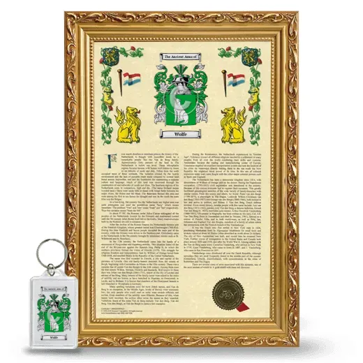 Wolfe Framed Armorial History and Keychain - Gold