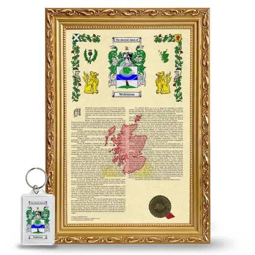 Wolterson Framed Armorial History and Keychain - Gold
