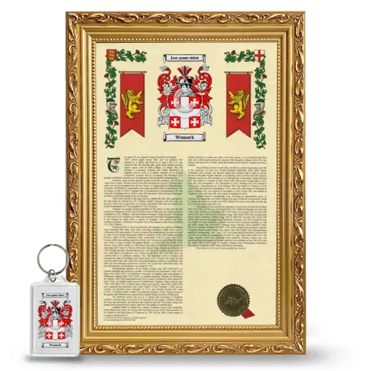 Womock Framed Armorial History and Keychain - Gold