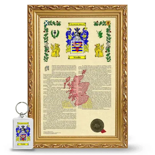 Woodby Framed Armorial History and Keychain - Gold