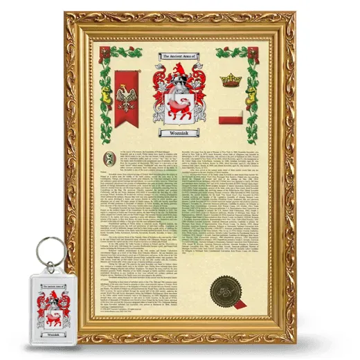 Wozniak Framed Armorial History and Keychain - Gold
