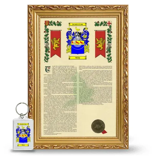 Wrey Framed Armorial History and Keychain - Gold
