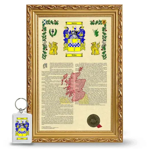 Write Framed Armorial History and Keychain - Gold