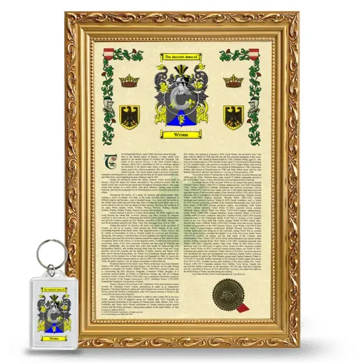 Wrona Framed Armorial History and Keychain - Gold