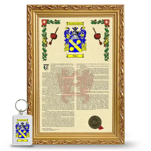 Wurz Framed Armorial History and Keychain - Gold