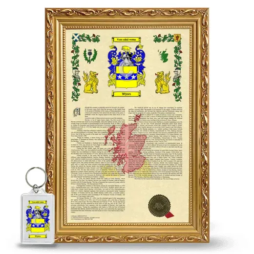 Wyres Framed Armorial History and Keychain - Gold