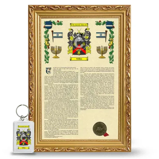 Yellon Framed Armorial History and Keychain - Gold