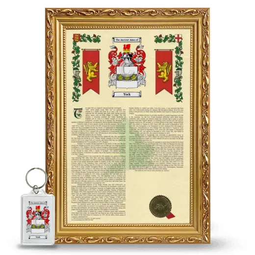 Yock Framed Armorial History and Keychain - Gold