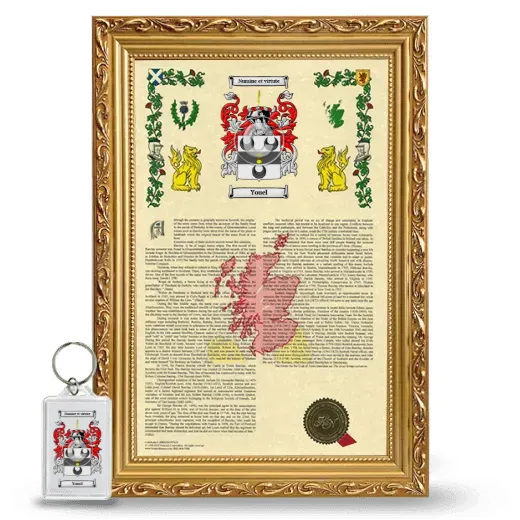 Youel Framed Armorial History and Keychain - Gold