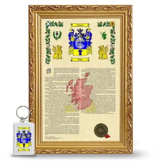 Yuan Framed Armorial History and Keychain - Gold