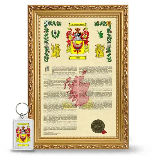 Yues Framed Armorial History and Keychain - Gold