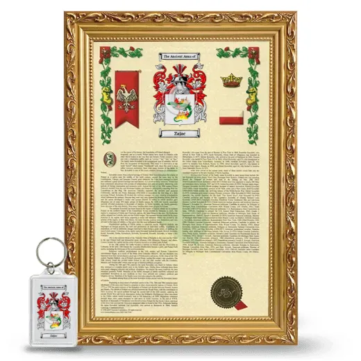 Zajac Framed Armorial History and Keychain - Gold