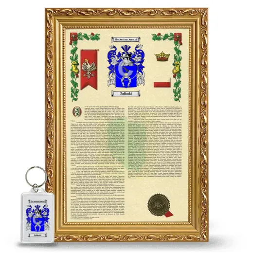 Zalinski Framed Armorial History and Keychain - Gold