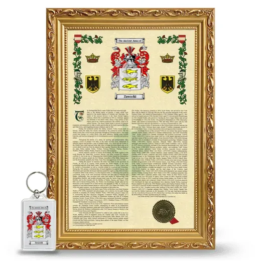 Zawacki Framed Armorial History and Keychain - Gold