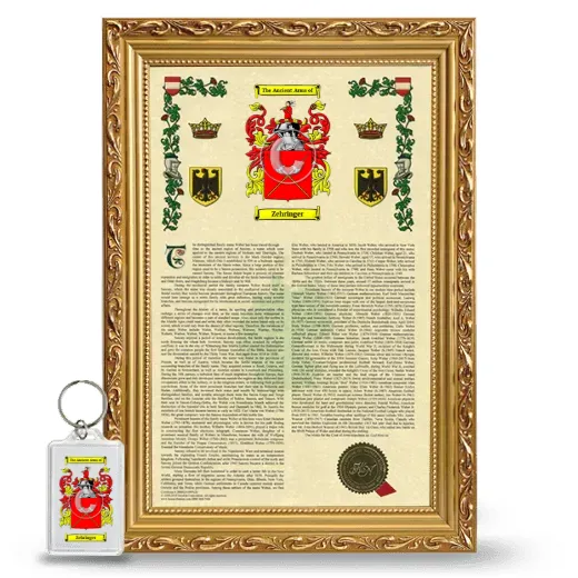 Zehringer Framed Armorial History and Keychain - Gold