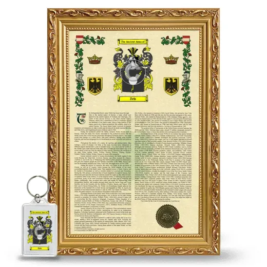 Zeis Framed Armorial History and Keychain - Gold