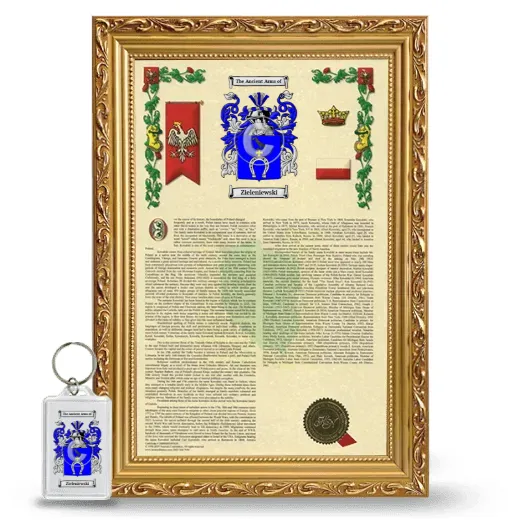 Zieleniewski Framed Armorial History and Keychain - Gold