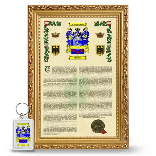 Zimmur Framed Armorial History and Keychain - Gold