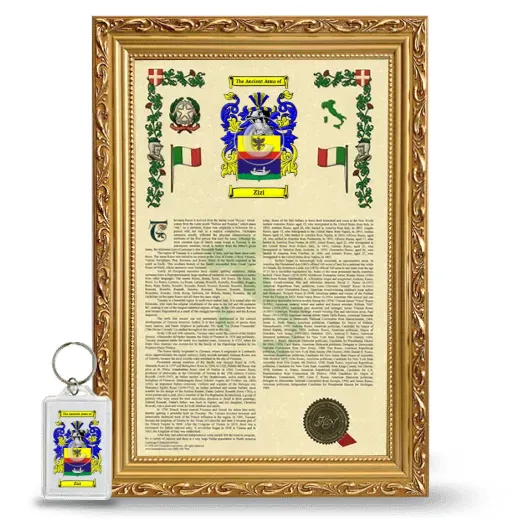 Zizi Framed Armorial History and Keychain - Gold