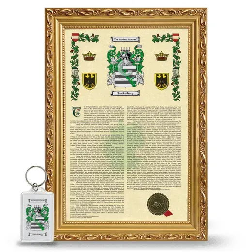 Zuckerberg Framed Armorial History and Keychain - Gold