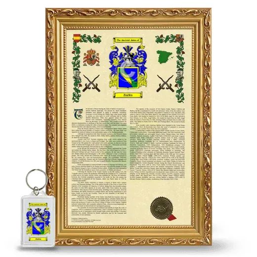 Zurita Framed Armorial History and Keychain - Gold
