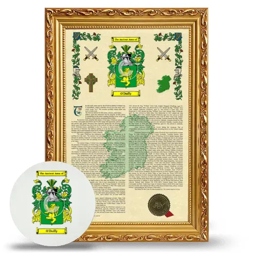 O'Duffy Framed Armorial History and Mouse Pad - Gold