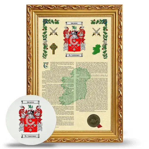 St. Lawrence Framed Armorial History and Mouse Pad - Gold