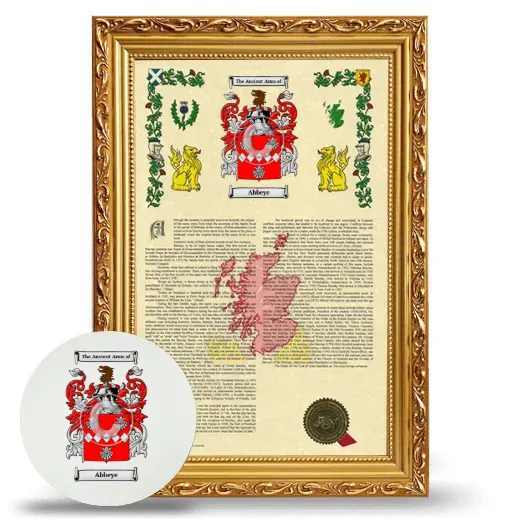 Abbeye Framed Armorial History and Mouse Pad - Gold