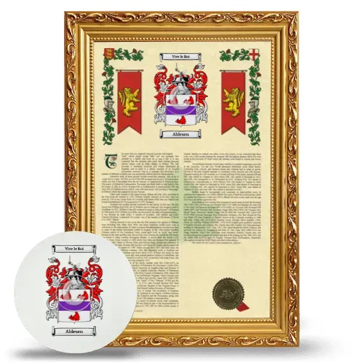Ablesen Framed Armorial History and Mouse Pad - Gold