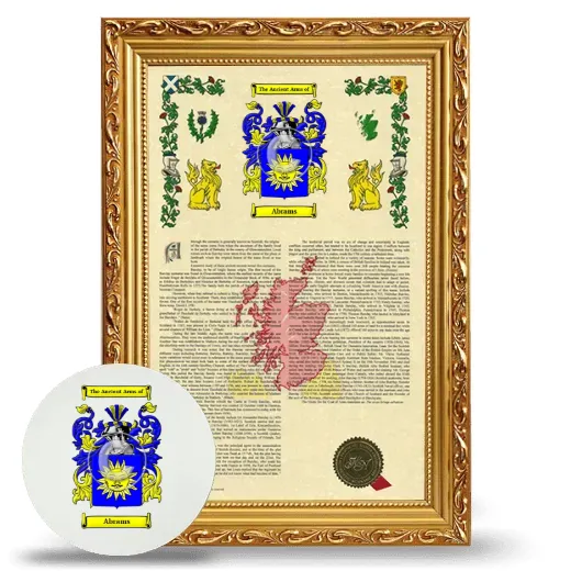 Abrams Framed Armorial History and Mouse Pad - Gold