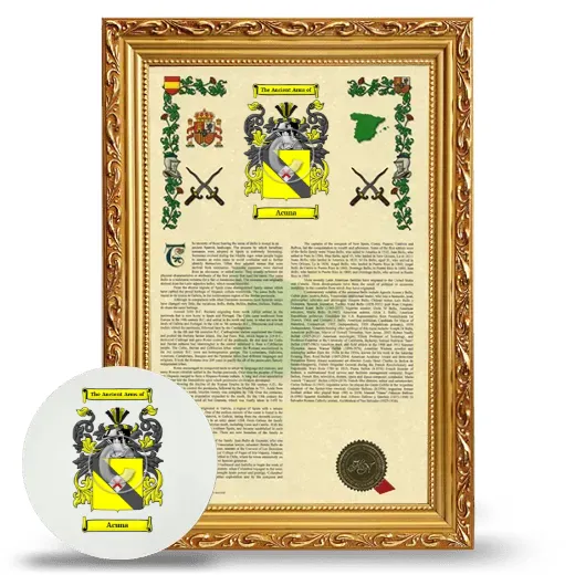 Acuna Framed Armorial History and Mouse Pad - Gold