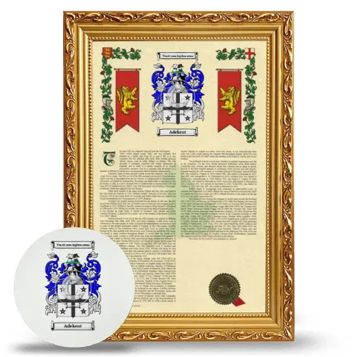 Adekent Framed Armorial History and Mouse Pad - Gold