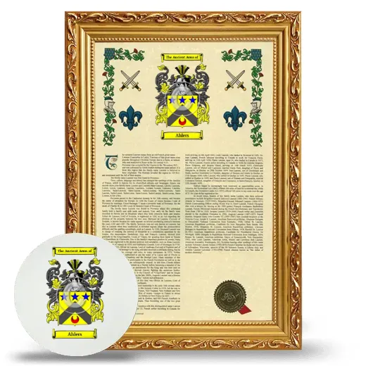 Ahlers Framed Armorial History and Mouse Pad - Gold