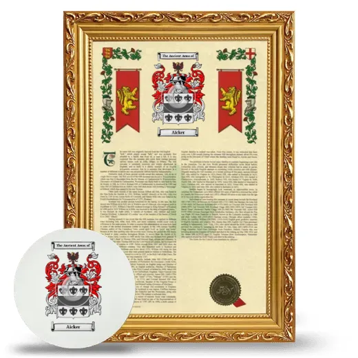 Aicker Framed Armorial History and Mouse Pad - Gold