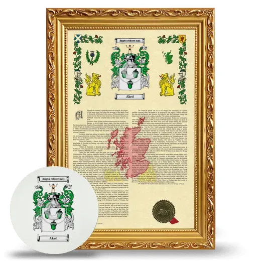 Aked Framed Armorial History and Mouse Pad - Gold