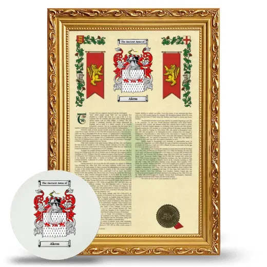 Akem Framed Armorial History and Mouse Pad - Gold